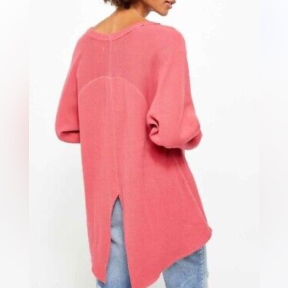 NWOT Free People Amelia Oversized Thermal Top Flor De Mayo Pink Size XS - Picture 2 of 8